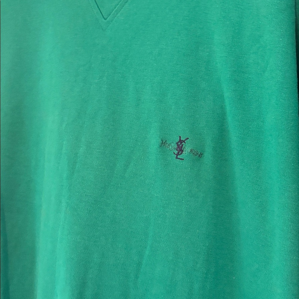Yves Saint Laurent green V-Neck Top